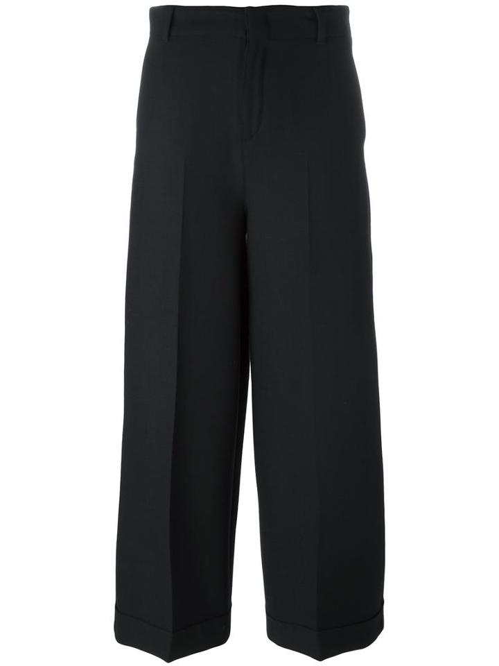 Pt01 Cropped Wide Leg Trousers, Women's, Size: 44, Black, Polyester/virgin Wool/spandex/elastane