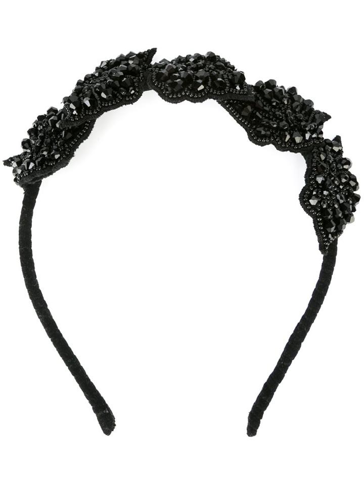 No21 Embellished Headband, Women's, Black, Silk/polyester/pvc/glass