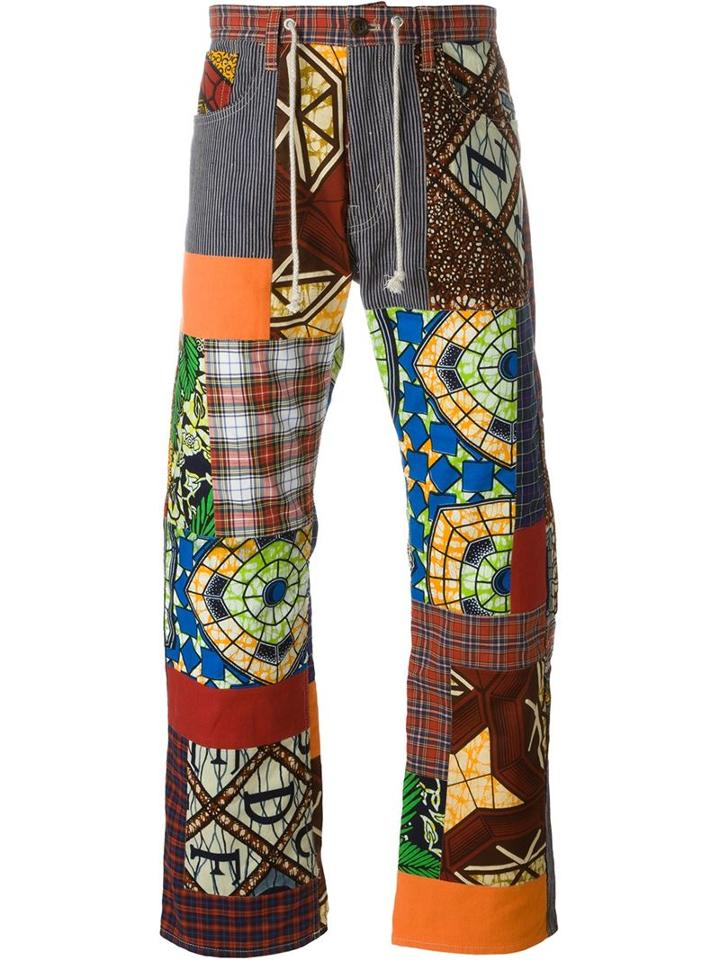 Junya Watanabe Comme Des Garçons Man Patchwork Wide Leg Trousers, Men's, Size: Medium, Cotton/linen/flax/polyurethane