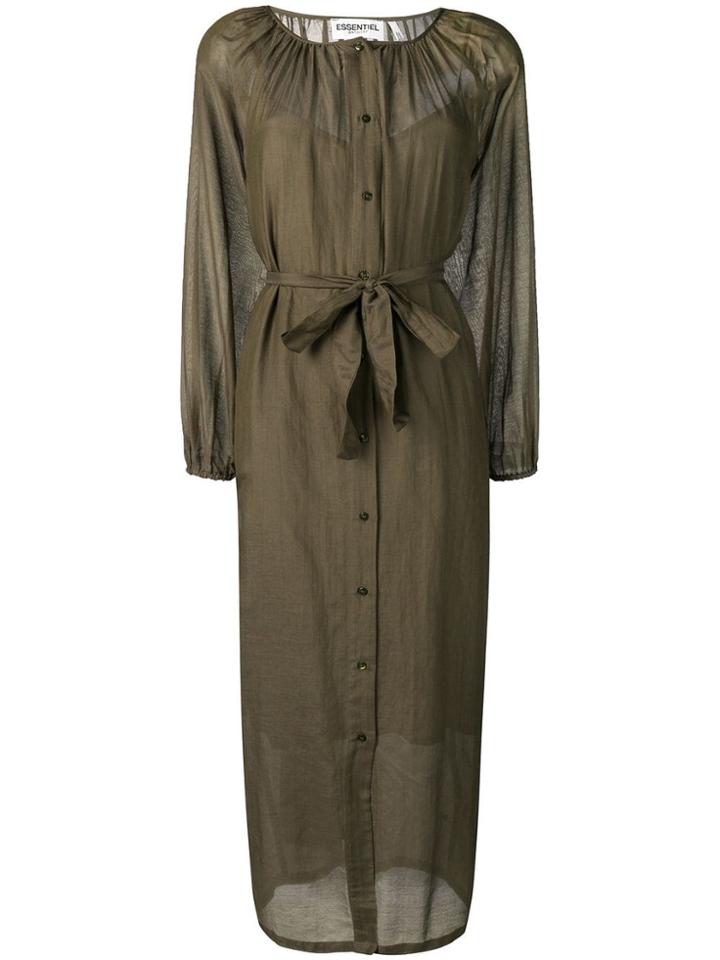 Essentiel Antwerp Sheer Shirt Dress - Green