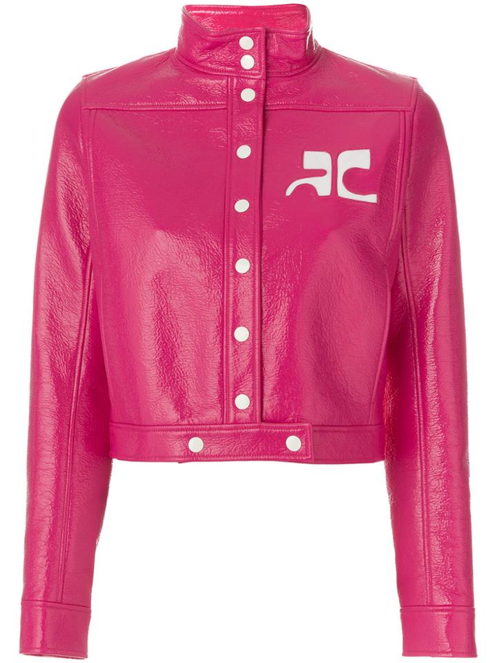 Courrèges Buttoned Cropped Jacket - Pink & Purple