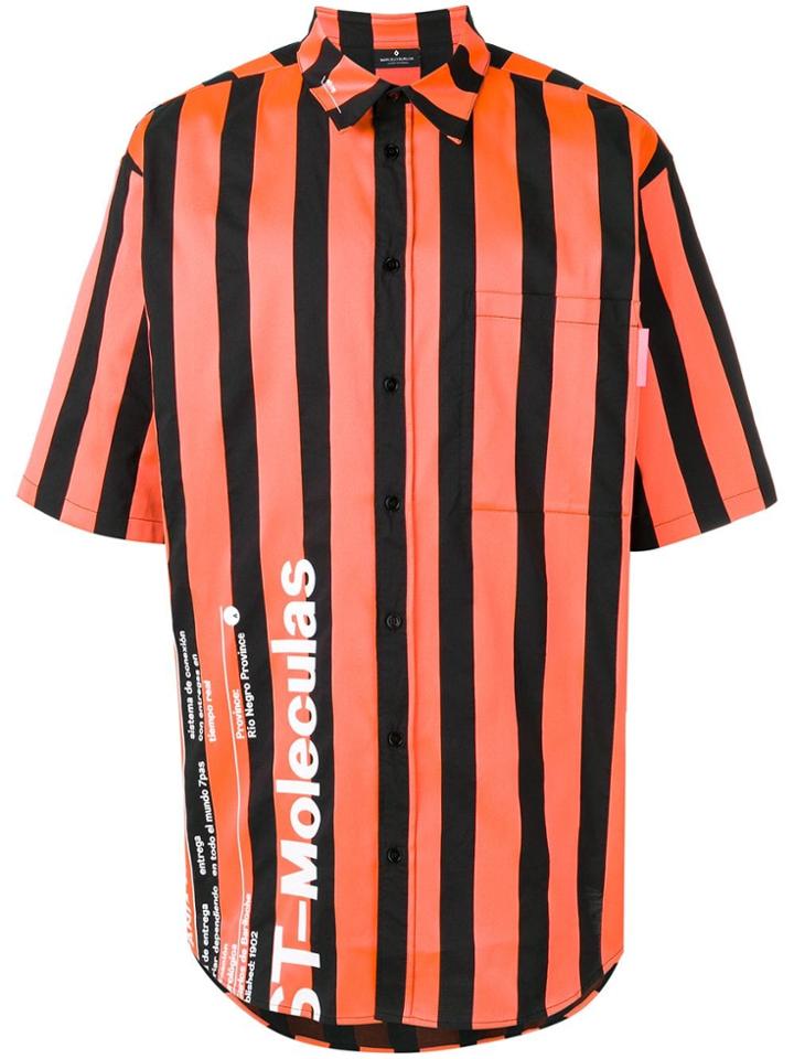 Marcelo Burlon County Of Milan Warning Striped Shirt - Orange