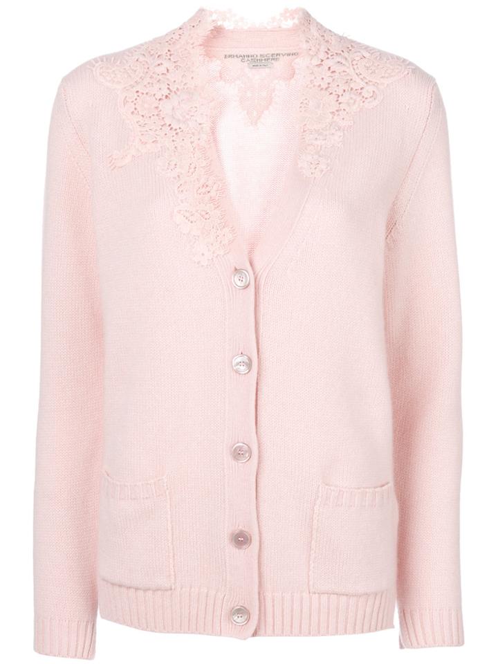 Ermanno Scervino Lace Collar Cardigan - Pink & Purple