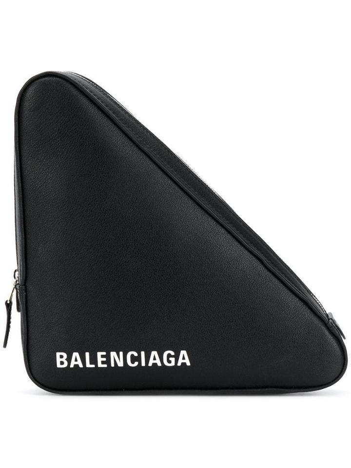 Balenciaga Black Triangle Medium Leather Clutch