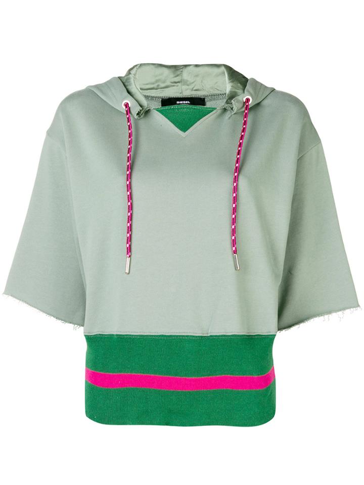 Diesel Short-sleeve Contrast Hoodie - Green