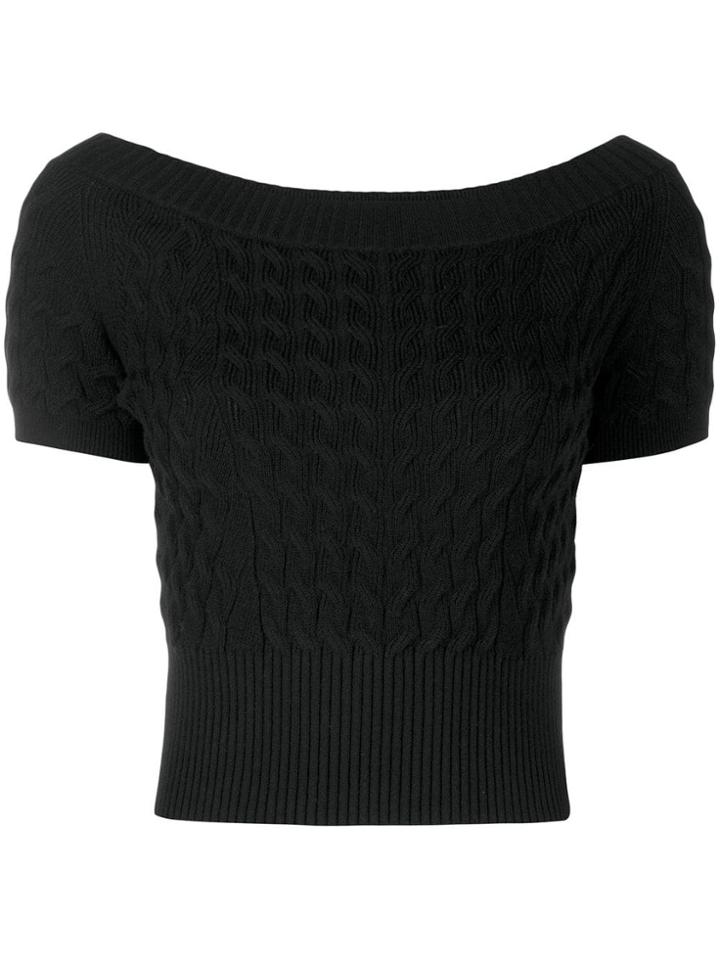 Alexander Mcqueen Cropped Knitted Top - Black