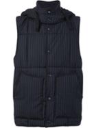 Engineered Garments Pinstripe Padded Gilet, Men's, Size: Large, Black, Wool
