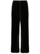 Edward Crutchley Velvet Pleated Track Pants - Black