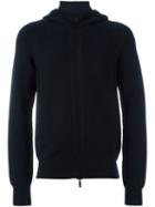 Emporio Armani Zipped Hooded Cardigan, Men's, Size: 48, Blue, Virgin Wool