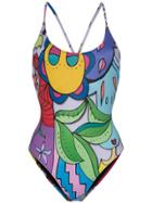 Ellie Rassia Rainbows Scoop Neck Printed Swimsuit - Blue