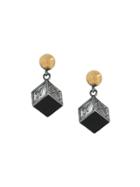 Bottega Veneta Small Cube Motif Earrings - Metallic