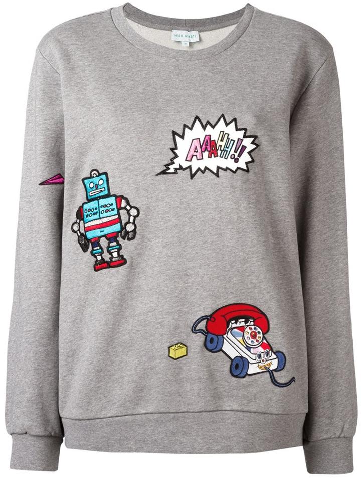Mira Mikati Multi Patch Sweatshirt, Women's, Size: 40, Grey, Cotton