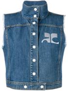 Courrèges - Logo Denim Gilet - Women - Cotton - 38, Blue, Cotton