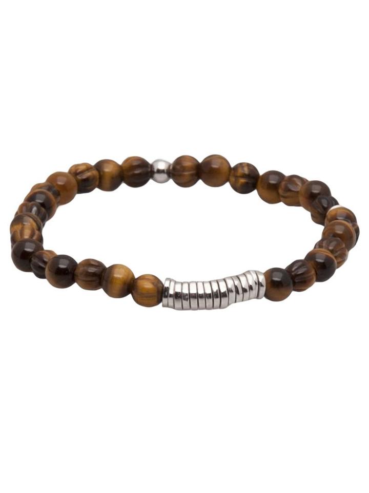 Tateossian Tigereye Disc Bracelet, Men's, Size: Large, Brown
