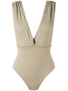 Vix Paula Hermanny - Plunge Swimsuit - Women - Polyamide/polyester/spandex/elastane - L, Nude/neutrals, Polyamide/polyester/spandex/elastane