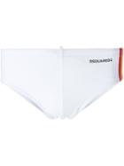 Dsquared2 Beachwear Rainbow Print Swimming Slips, Men's, Size: 48, White, Spandex/elastane/polyimide