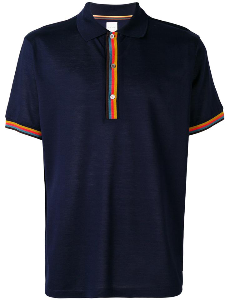 Paul Smith Stripe Detail Polo Shirt - Blue