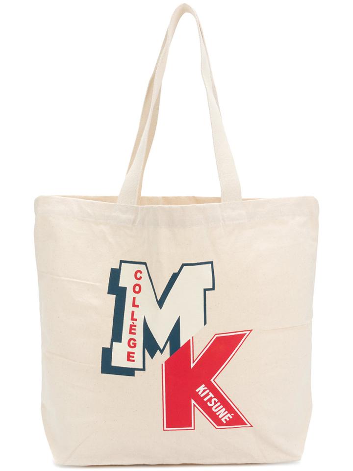 Maison Kitsuné Mk College Tote Bag - White