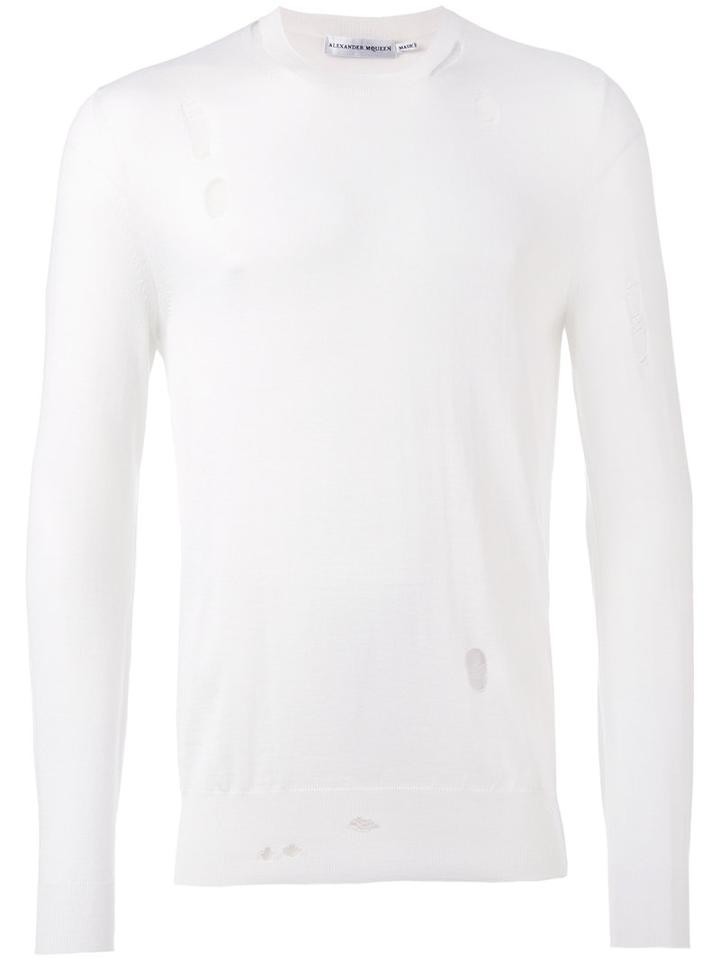 Alexander Mcqueen - Distressed Jumper - Men - Silk/wool - M, Nude/neutrals, Silk/wool