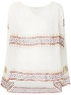 Mes Demoiselles Bohemian Print V-neck Blouse - Nude & Neutrals