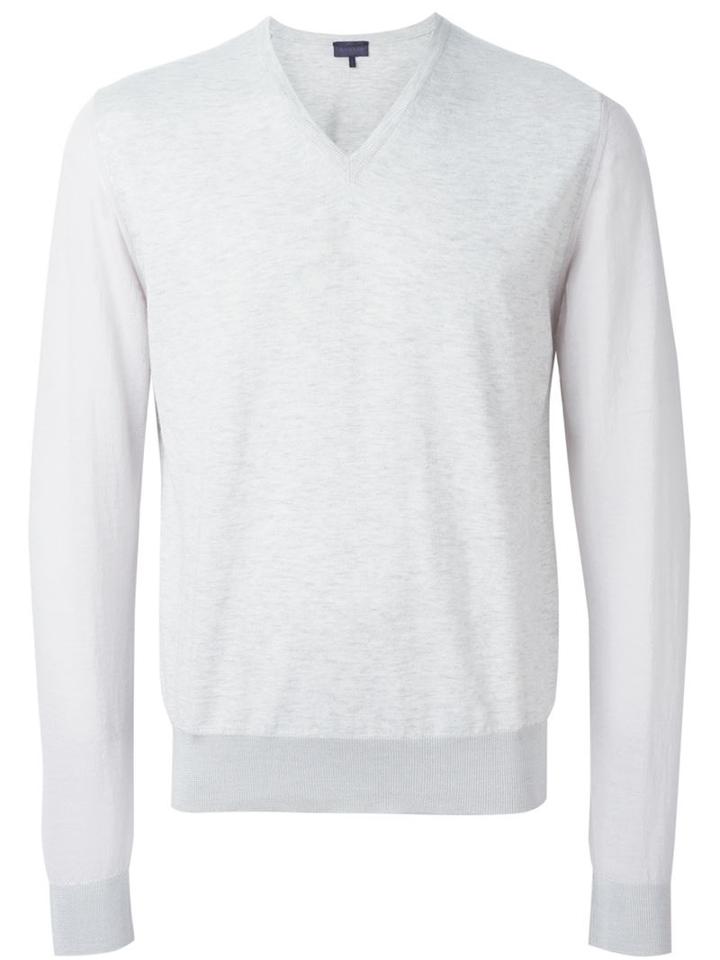 Lanvin 'maglia' Contrasted Panel Jumper, Men's, Size: Small, Grey, Silk/cotton/wool