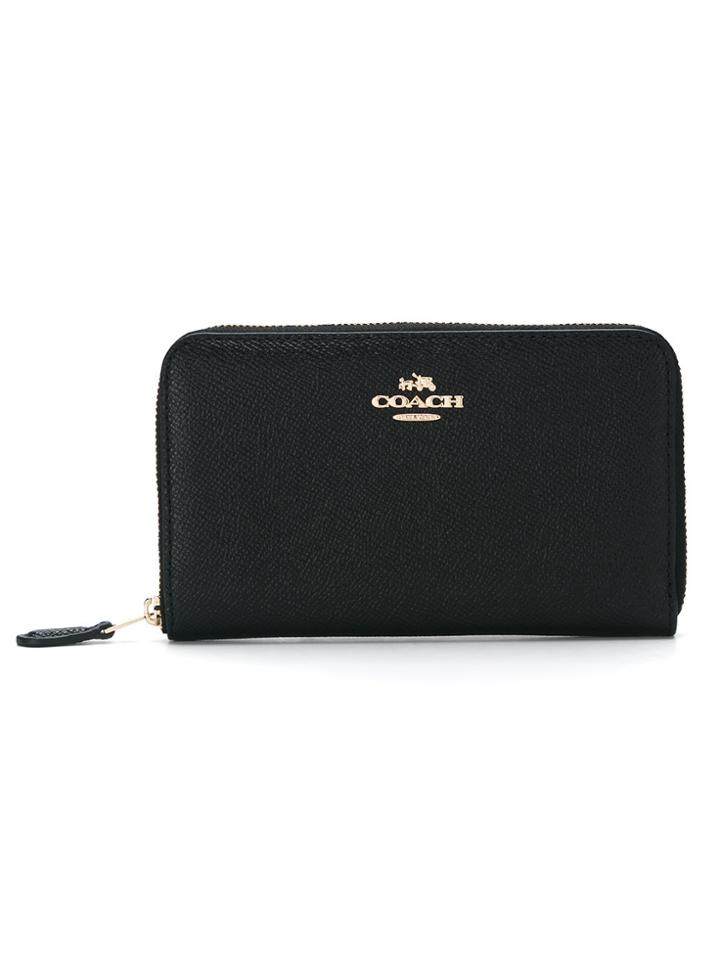 Coach Carteira De Couro 'medium Zip' - Black