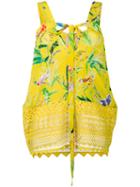 No21 - Floral Crochet Top - Women - Silk/polyester - 42, Yellow/orange, Silk/polyester
