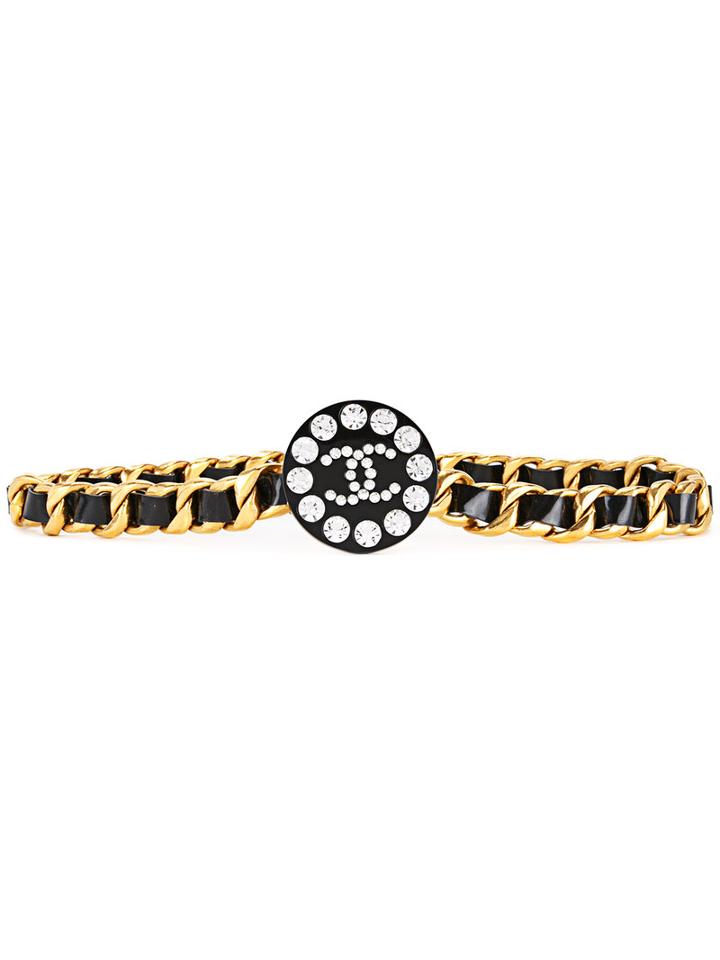 Chanel Vintage Logo Belt, Women's, Black