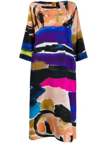 Daniela Gregis Abstract Print Silk Dress - Blue