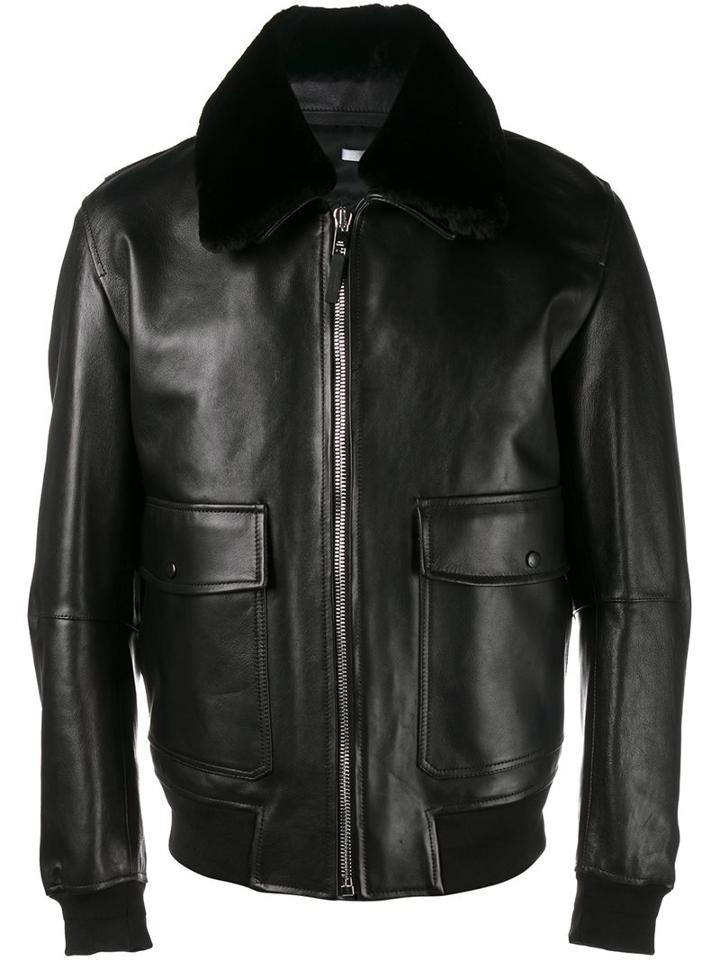 Dior Homme Classic Flight Jacket, Men's, Size: 54, Black, Lamb Skin/polyester/cupro/beaver Fur