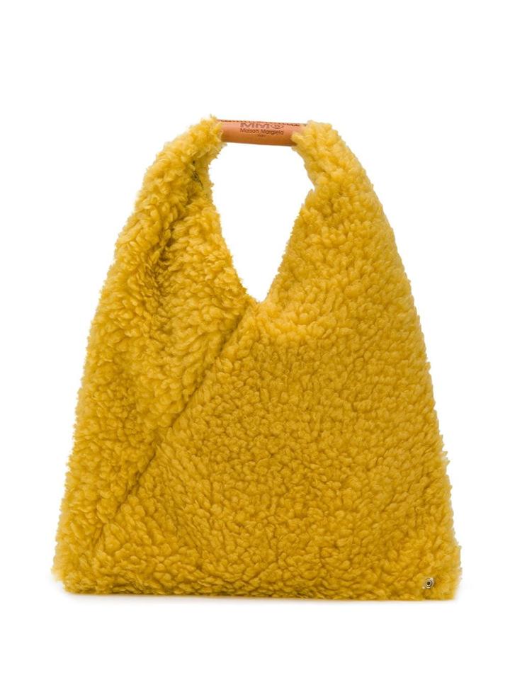 Mm6 Maison Margiela Small Faux Shearling Tote - Yellow