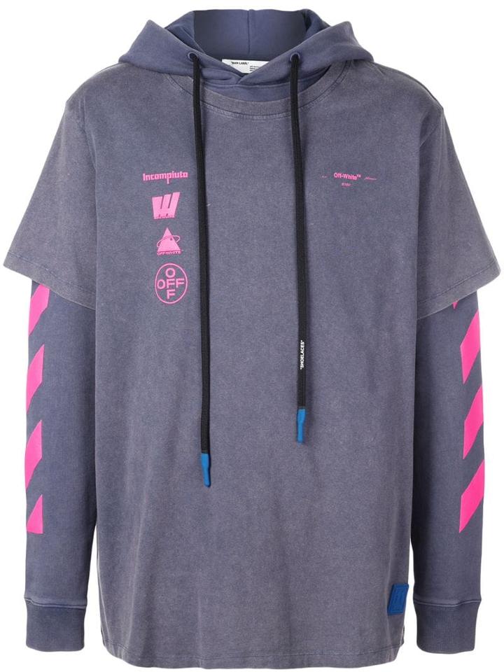 Off-white Diag Mariana Hooded T-shirt - Blue
