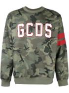 Gcds Camouflage Logo Sweatshirt, Men's, Size: Xs, Green, Polyester/cotton