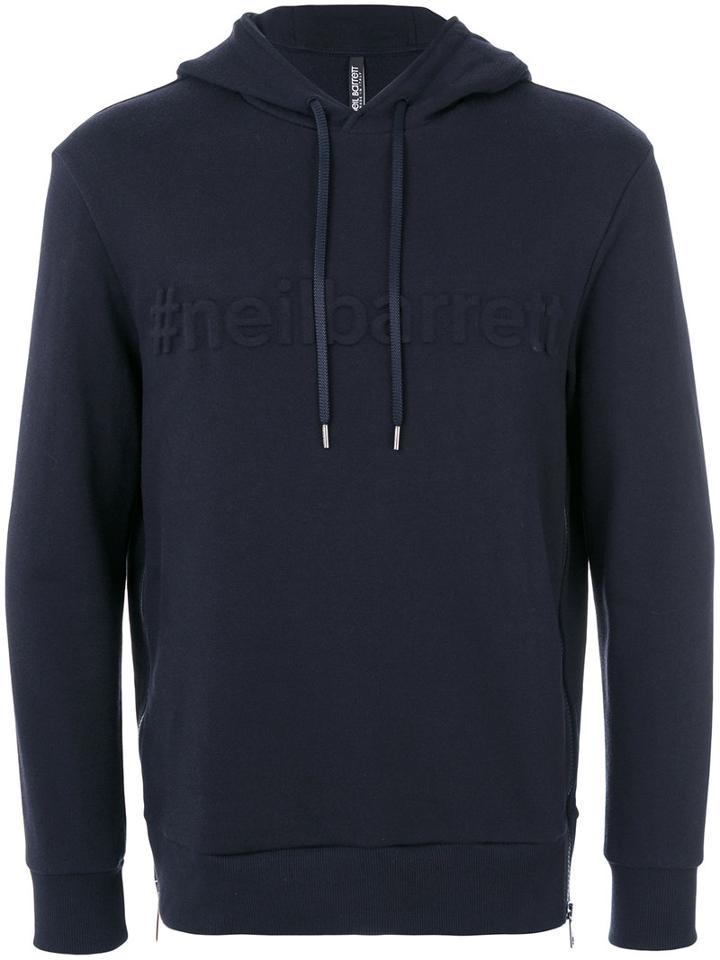 Neil Barrett - Hashtag Embossed Hoodie - Men - Cotton/spandex/elastane/viscose - L, Blue, Cotton/spandex/elastane/viscose