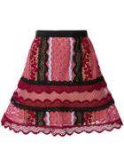 Self-portrait A-line Lace Skirt - Pink & Purple