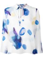 Cacharel Blurry Print Longsleeved Blouse, Women's, Size: 42, White, Silk
