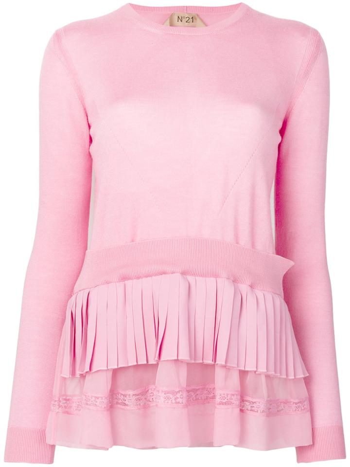 No21 Layered Frill Sweater - Pink & Purple