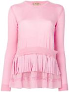 No21 Layered Frill Sweater - Pink & Purple