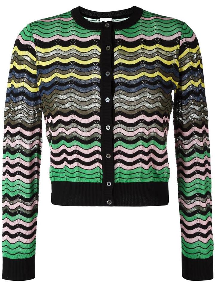 M Missoni Round Neck Cropped Cardigan, Women's, Size: Xs, Blue, Polyamide/viscose/wool/metallic Fibre