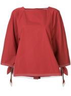Chloé - Tie Detail Blouse - Women - Cotton - 34, Red, Cotton