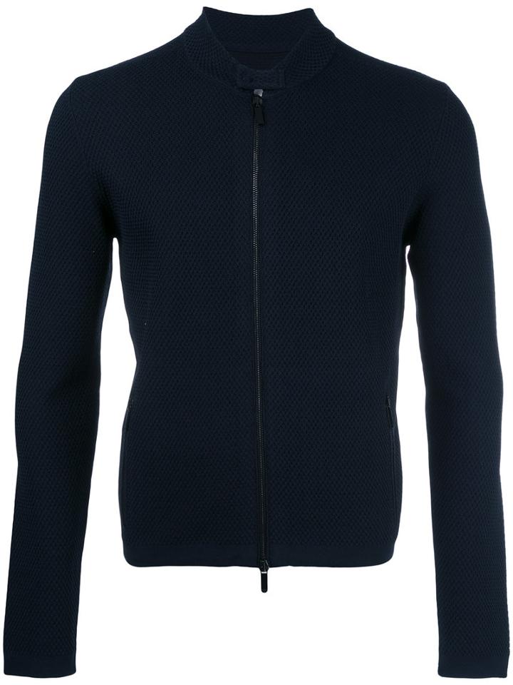 Emporio Armani Zipped Cardigan, Men's, Size: 50, Blue, Polyamide/polyester/viscose