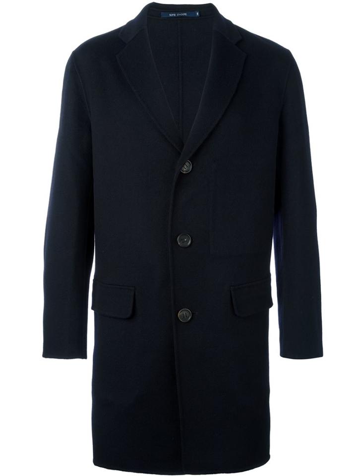 Sofie D'hoore Single Breasted Coat, Men's, Size: 46, Blue, Cashmere/wool