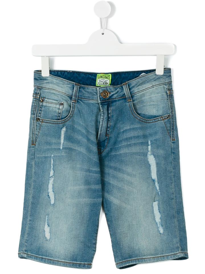 Vingino - Distressed Knee Length Shorts - Kids - Cotton/spandex/elastane - 16 Yrs, Blue