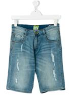 Vingino - Distressed Knee Length Shorts - Kids - Cotton/spandex/elastane - 16 Yrs, Blue