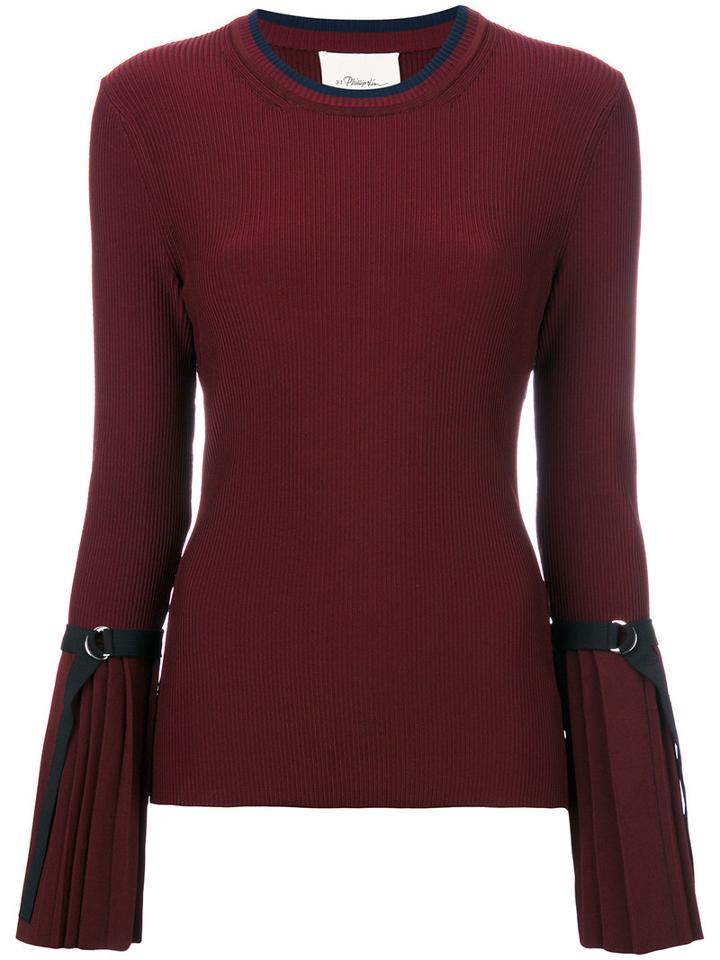 3.1 Phillip Lim - Pleated Cuff Sweater - Women - Spandex/elastane/viscose - S, Red, Spandex/elastane/viscose