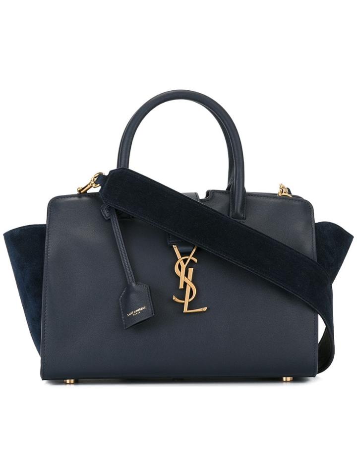 Saint Laurent Baby Monogram Downtown Cabas Ysl Bag - Blue