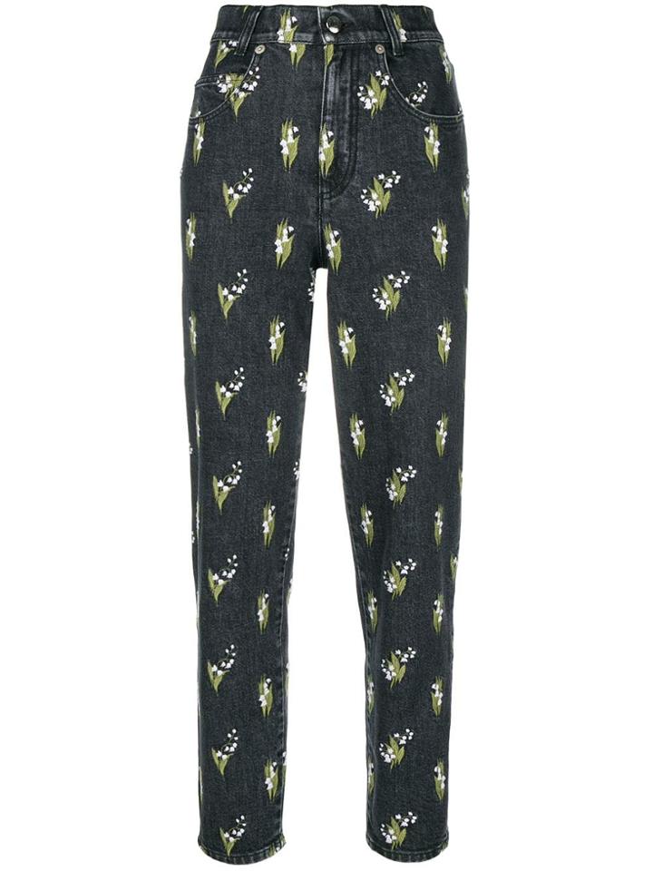 Sonia Rykiel Floral Print Tapered Jeans - Black