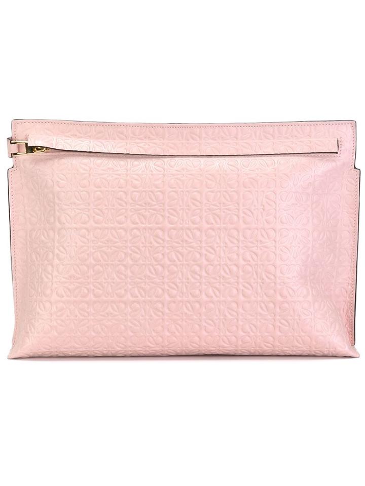Loewe 't' Clutch, Women's, Pink/purple, Leather