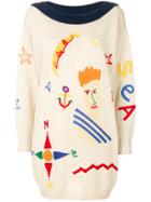 Jc De Castelbajac Vintage Embroidered Elongated Jumper - Nude &