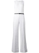 Michael Michael Kors - Woven Stripe Jumpsuit - Women - Linen/flax/polyester/spandex/elastane - 6, White, Linen/flax/polyester/spandex/elastane
